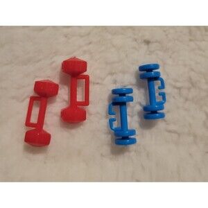 Vintage 1980s Barbie Dumbbells - 2 Sets - Blue and Red